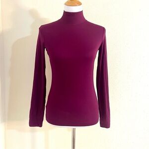 St. John mock neck Rich Purple Long Sleeve Top super soft lightweight layer S
